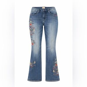 Driftwood Kelly floral embroidered bootcut jeans, size 32